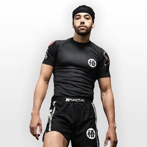 NWT Martial Kanji Black Rash Guard Set L D57